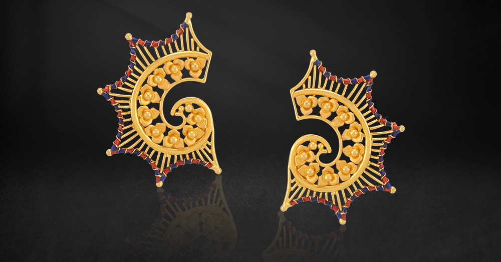 Gold and meena earrings
